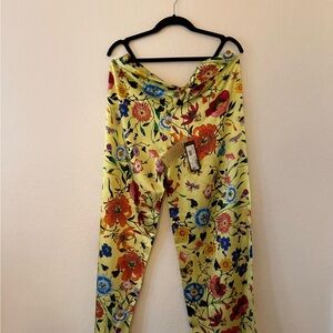 Floral Wide Leg Jumpsuit - Yellow